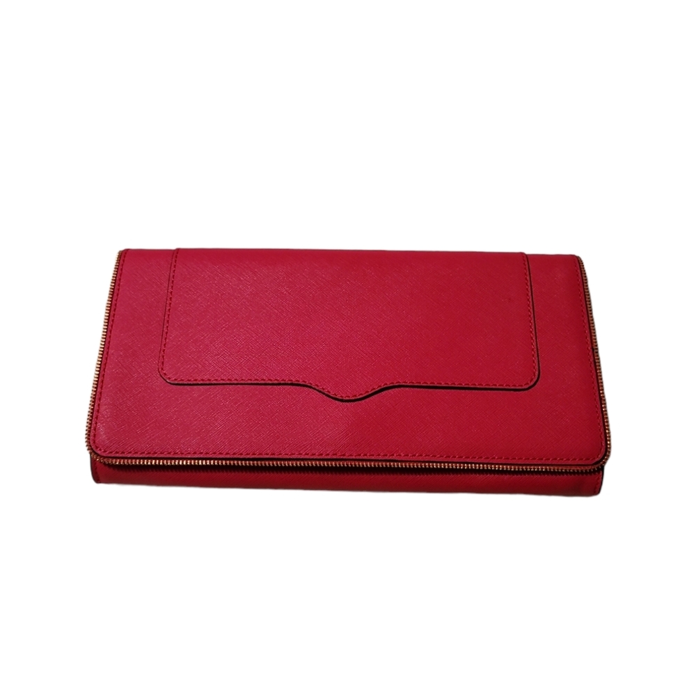 Rebecca Minkoff Amorous Zest Pink Saffiano Leather Clutch HS15ESSC14 w/ dustbag
